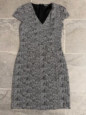 Express Black and White Tweed Sheath Dress